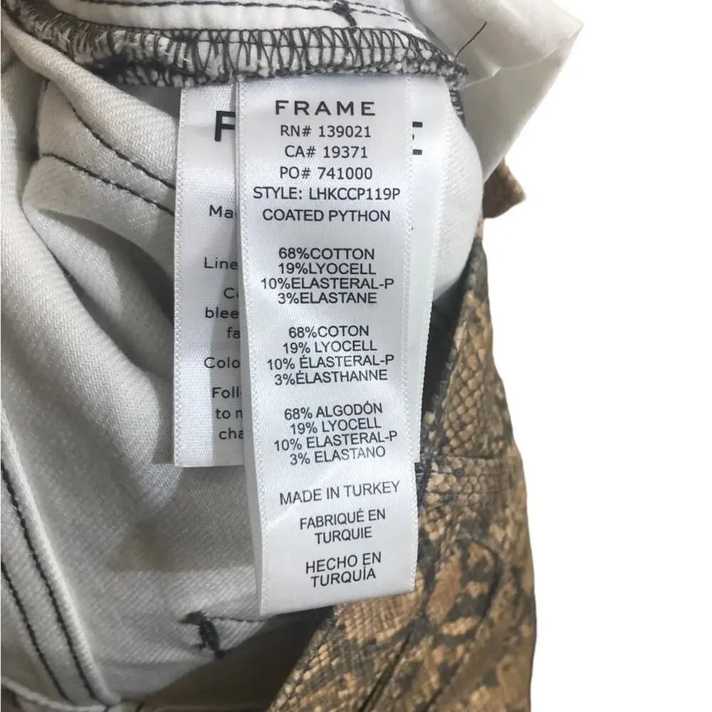 Frame Le High Skinny Crop Jeans in Coated Python Size 25